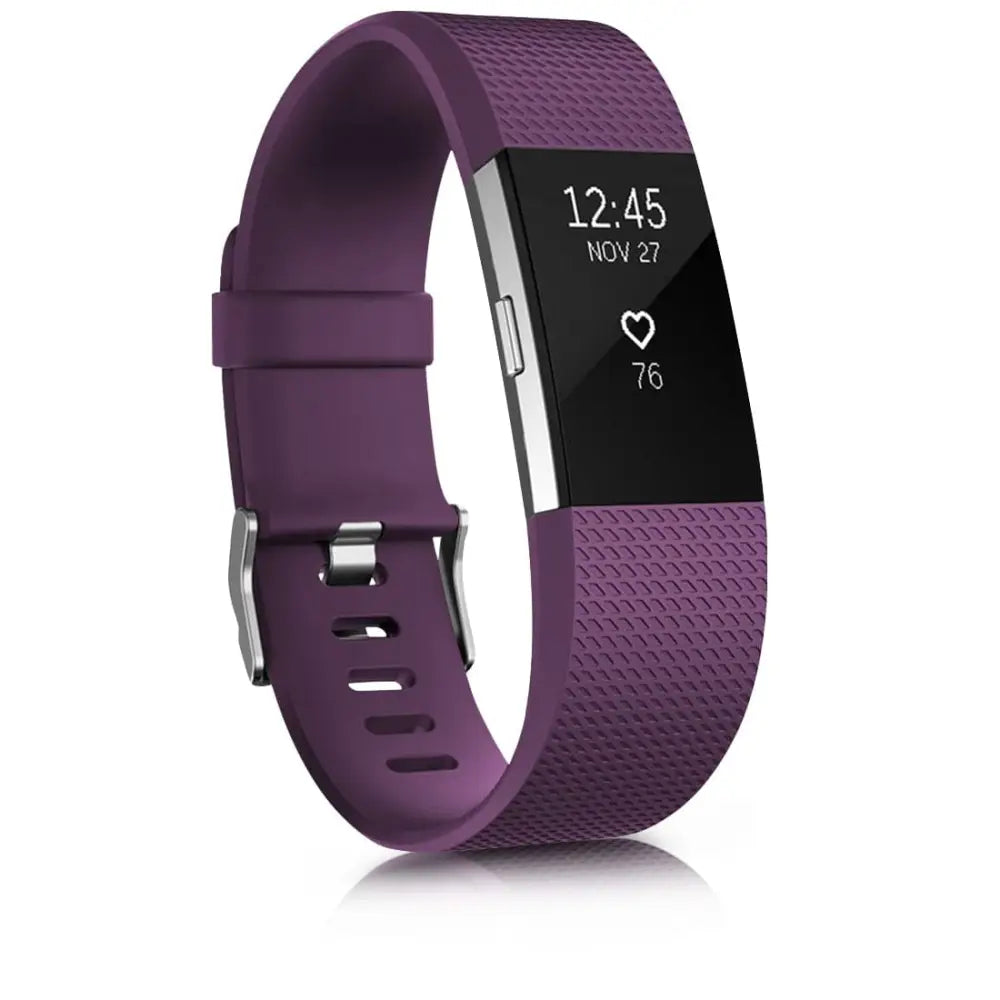 Fitbit Armband - Silikon Armband für Fitbit Charge 2 - Aubergine / S