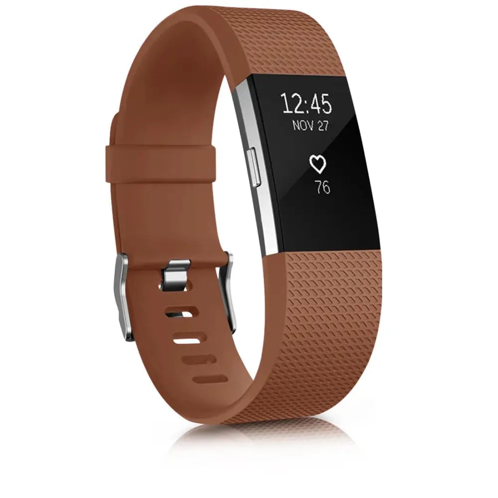 Fitbit Armband - Silikon Armband für Fitbit Charge 2 - Braun / S