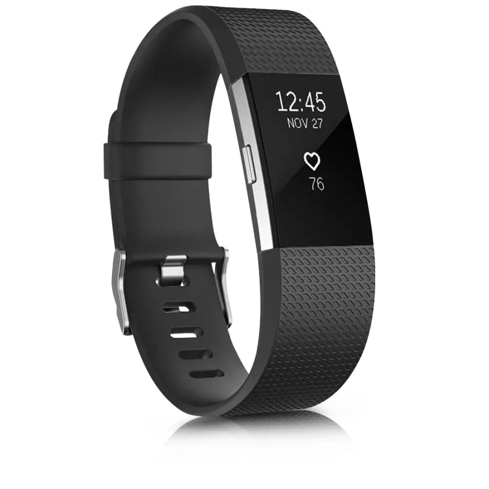 Fitbit Armband - Silikon Armband für Fitbit Charge 2 - Schwarz / S