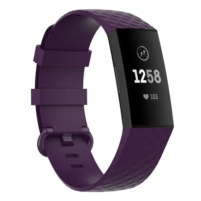 Fitbit Armband - Silikon Armband für Fitbit Charge (3/4) - Aubergine / S