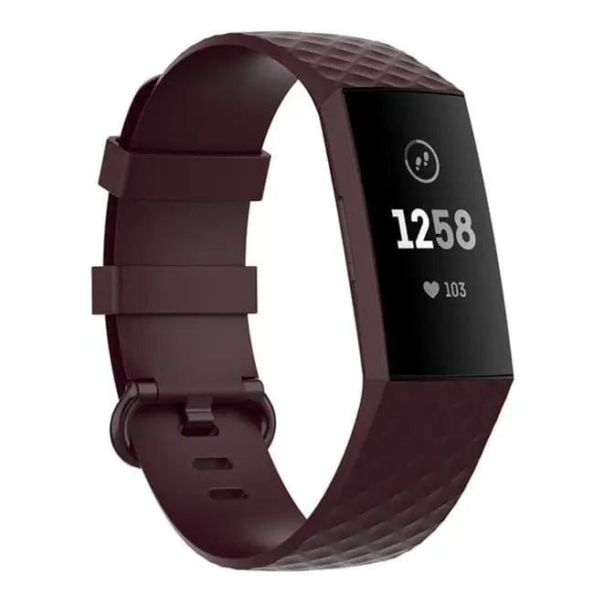 Fitbit Armband - Silikon Armband für Fitbit Charge (3/4) - Burgundy / S