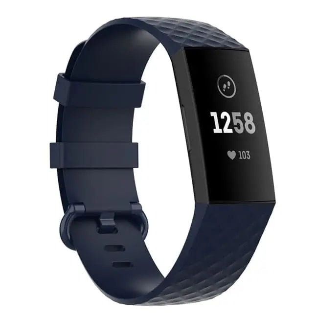 Fitbit Armband - Silikon Armband für Fitbit Charge (3/4) - Navy Blau / S