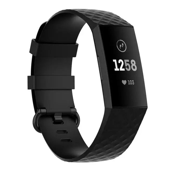 Fitbit Armband - Silikon Armband für Fitbit Charge (3/4) - Schwarz / S