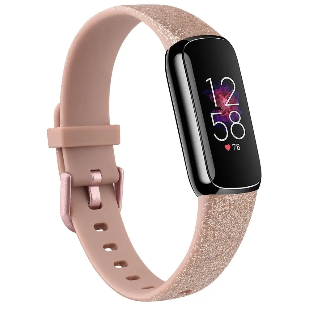 Fitbit Armband - Silikon Armband für Fitbit Luxe - Rosegold + Glitzer / S / Fitbit Luxe