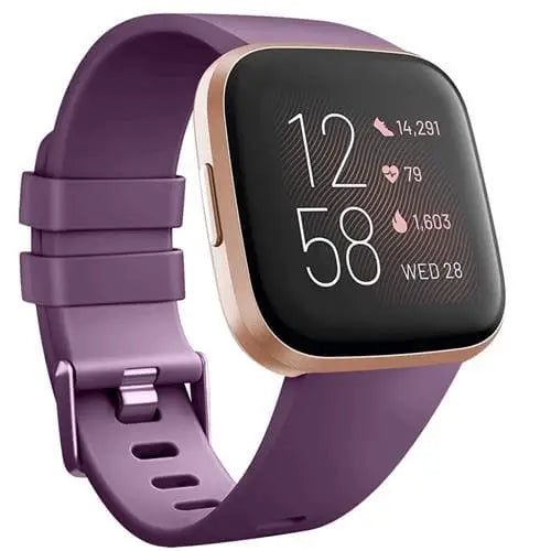 Fitbit Armband - Silikon Armband für Fitbit Versa 1 / Versa 2 / Versa Lite - Aubergine / S