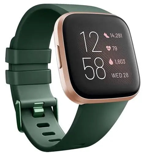 Fitbit Armband - Silikon Armband für Fitbit Versa 1 / Versa 2 / Versa Lite - Dunkelgrün / S