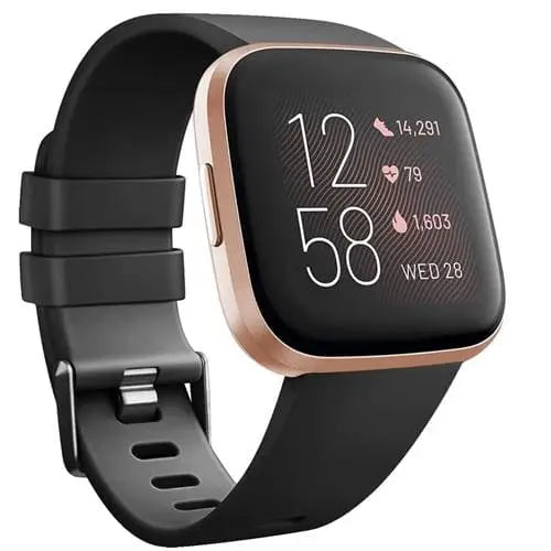 Fitbit Armband - Silikon Armband für Fitbit Versa 1 / Versa 2 / Versa Lite - Schwarz / S