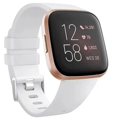 Fitbit Armband - Silikon Armband für Fitbit Versa 1 / Versa 2 / Versa Lite - Weiss / S