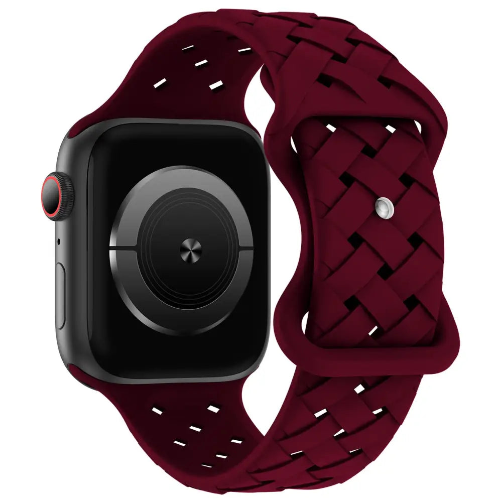 Apple Watch Armband - Silikon-Armband in Geflecht Look - Burgund / 38-40-41 mm