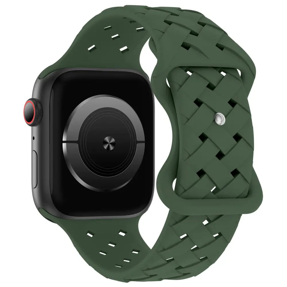 Apple Watch Armband - Silikon-Armband in Geflecht Look - Dunkelgrün / 38-40-41 mm