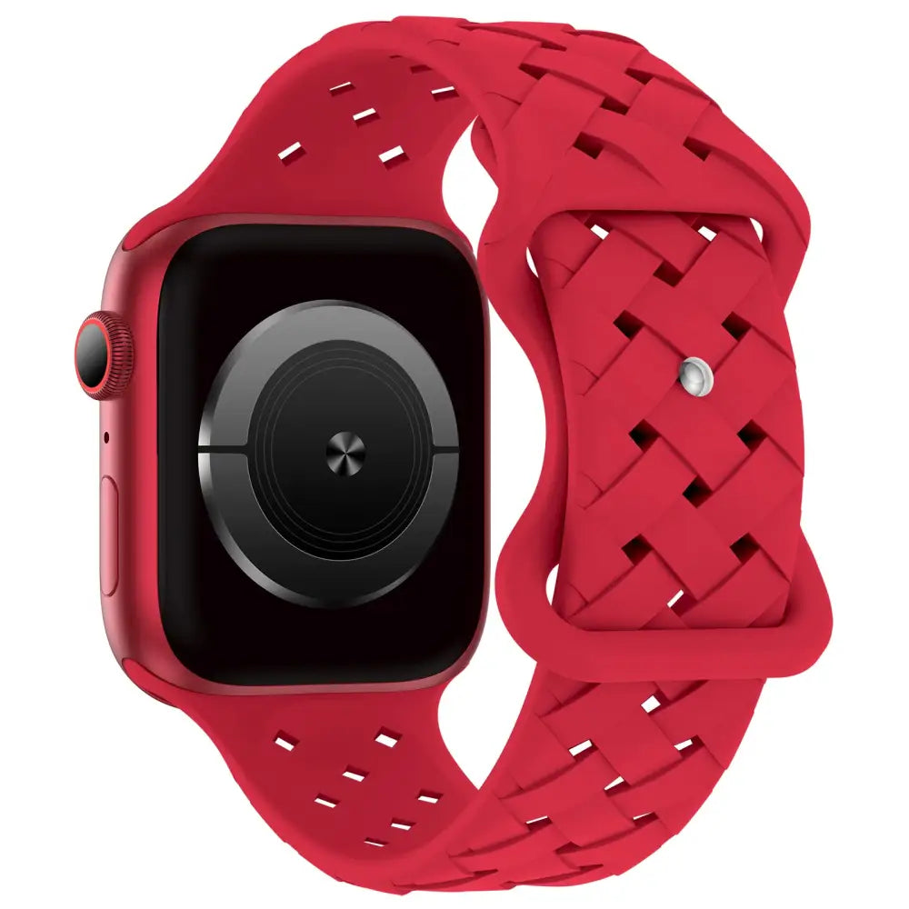 Apple Watch Armband - Silikon-Armband in Geflecht Look - Rot / 38-40-41 mm