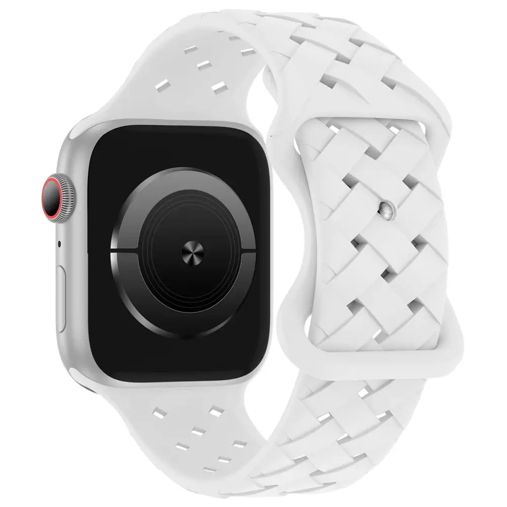 Apple Watch Armband - Silikon-Armband in Geflecht Look - Weiss / 38-40-41 mm