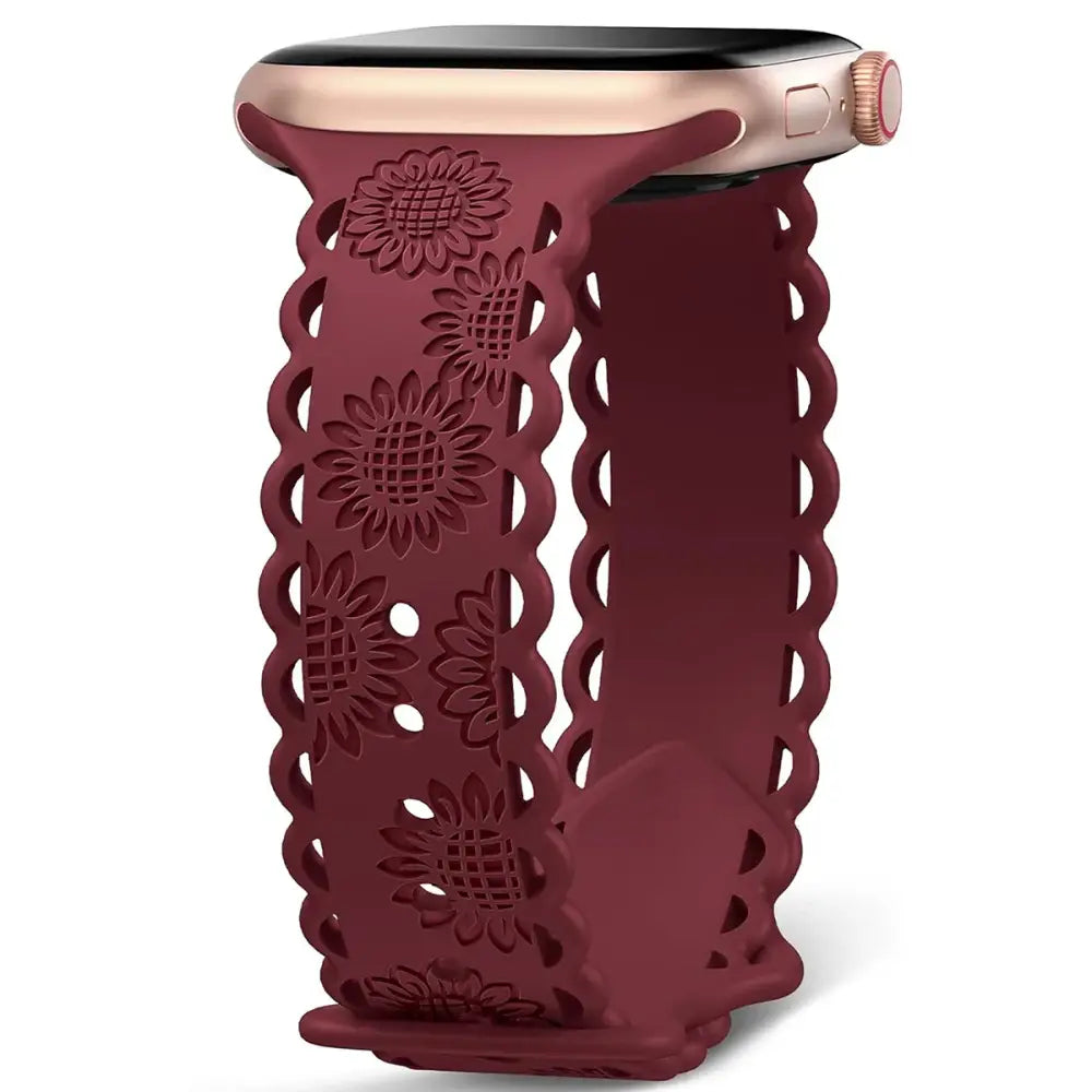 Apple Watch Armband - Silikon-Armband mit Motiv eingraviert - Burgundy / 38-40-41 mm