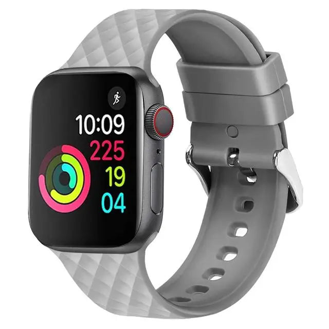 Apple Watch Armband - Silikon Armband mit Quadrat-Muster - Grau / 38-40-41 mm