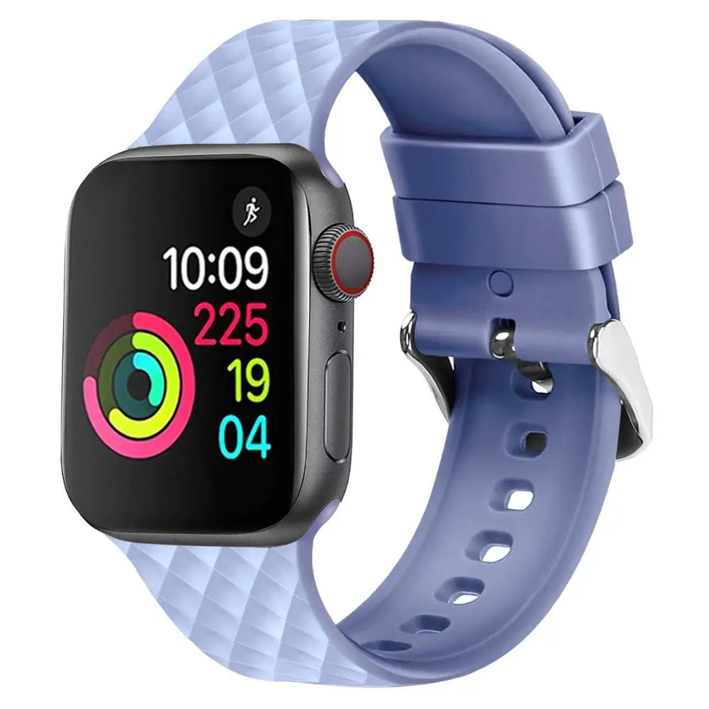 Apple Watch Armband - Silikon Armband mit Quadrat-Muster - Hellblau / 38-40-41 mm