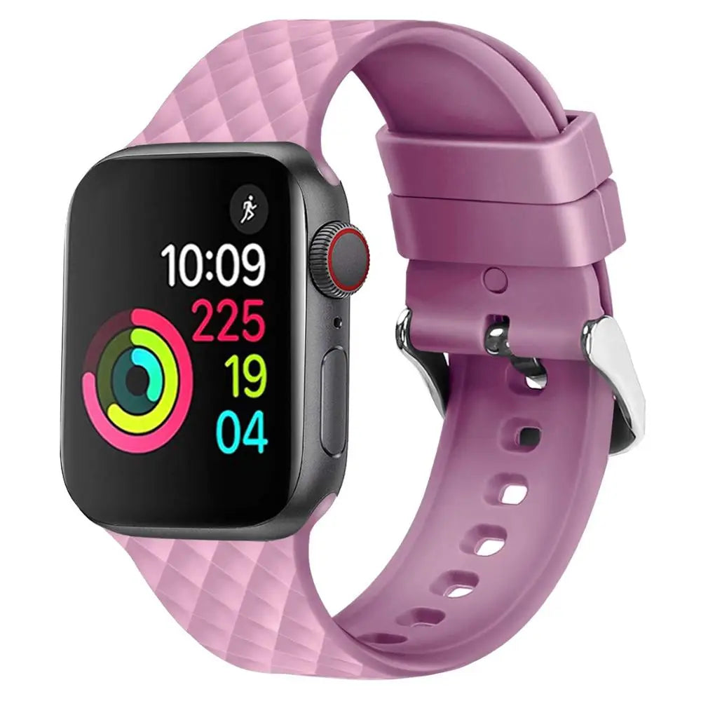 Apple Watch Armband - Silikon Armband mit Quadrat-Muster - Lavendel / 38-40-41 mm