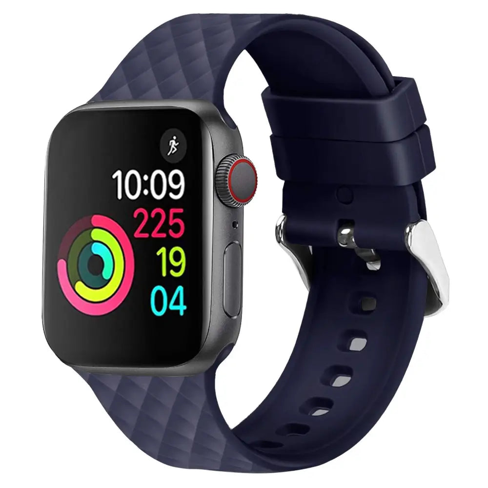 Apple Watch Armband - Silikon Armband mit Quadrat-Muster - Mitternachtsblau / 38-40-41 mm