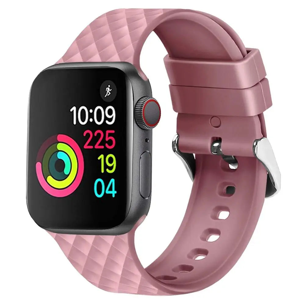 Apple Watch Armband - Silikon Armband mit Quadrat-Muster - Pink / 38-40-41 mm