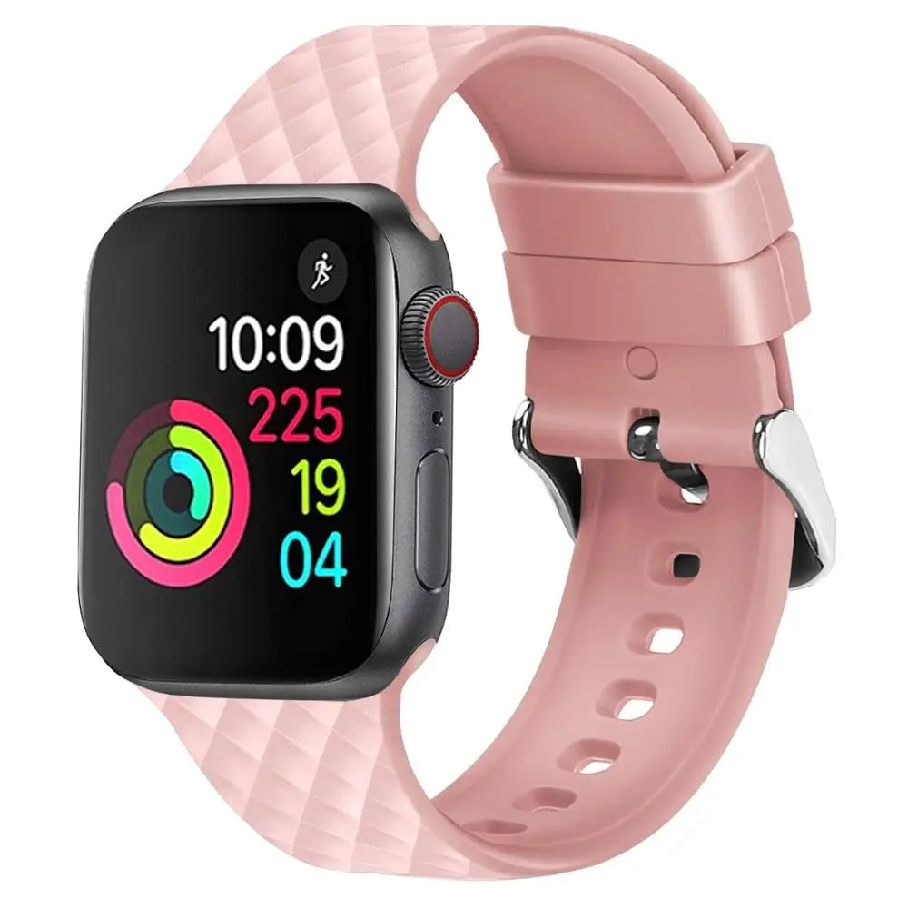 Apple Watch Armband - Silikon Armband mit Quadrat-Muster - Rosa / 38-40-41 mm