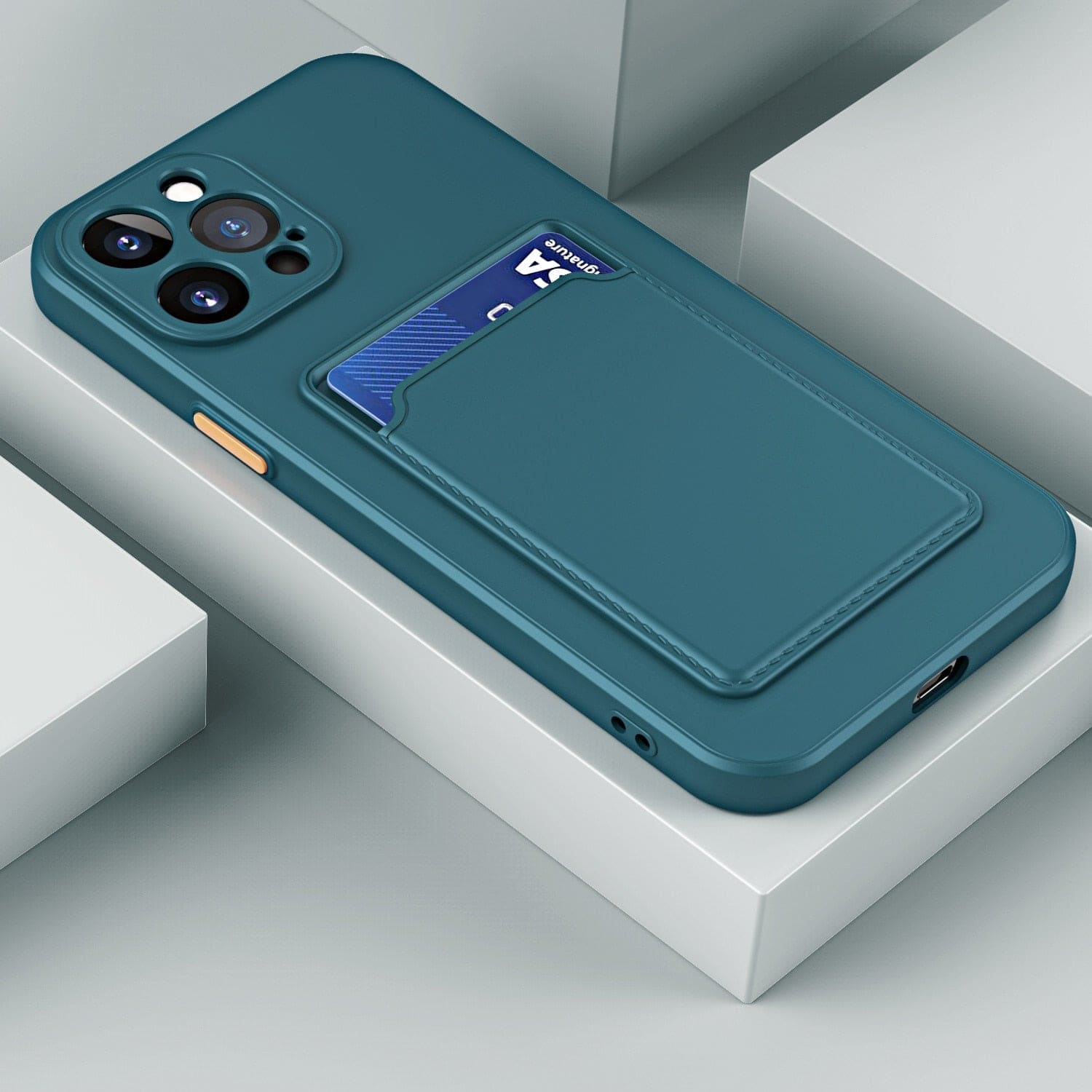 Silikon iPhone Schutzhülle mit Kartenhalter - Dunkelgrün / iPhone 12 mini - iPhone Schutzhülle