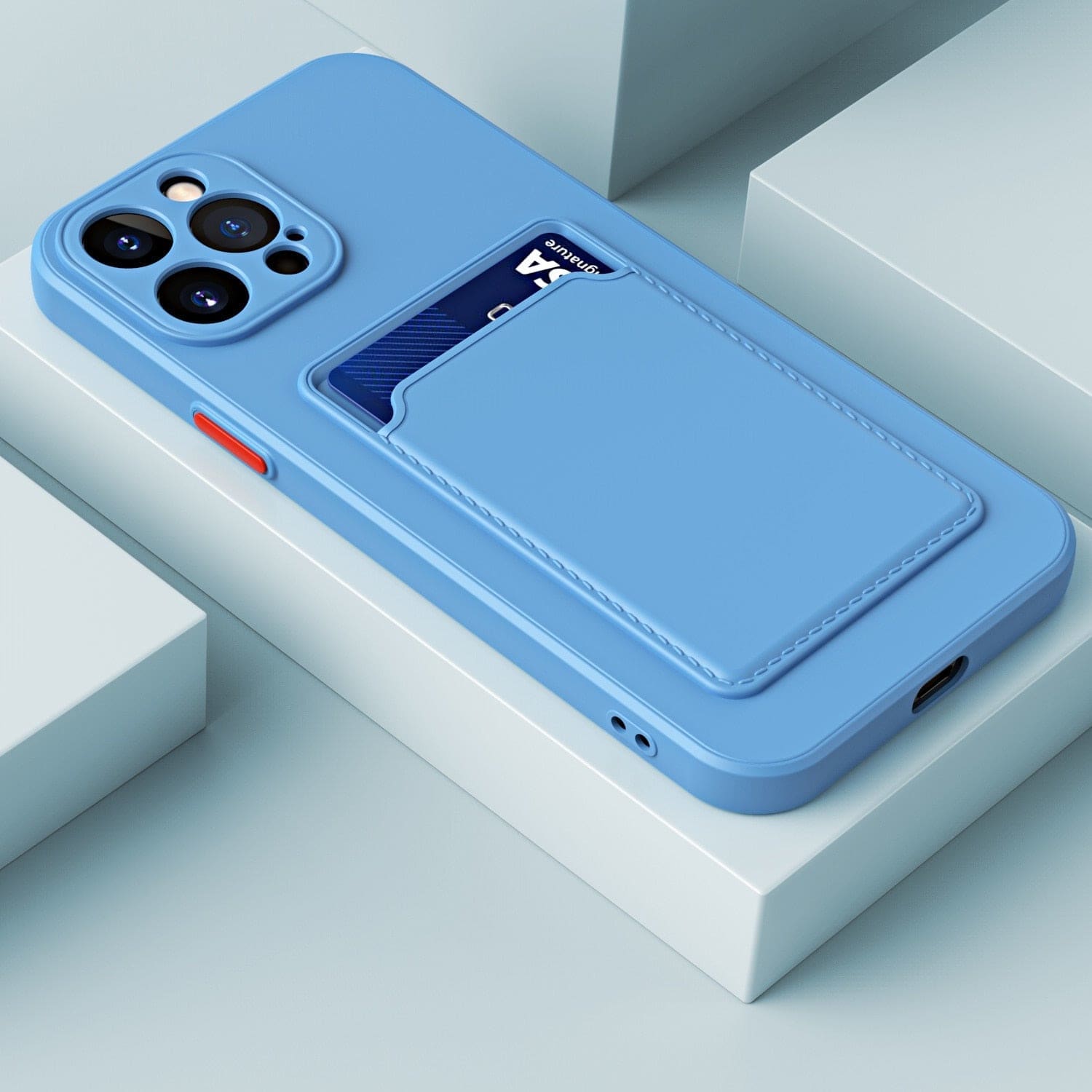 Silikon iPhone Schutzhülle mit Kartenhalter - Hellblau / iPhone 12 mini - iPhone Schutzhülle