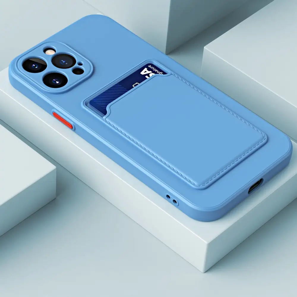 iPhone Schutzhülle - Silikon iPhone Schutzhülle mit Kartenhalter - Hellblau / iPhone 12 mini