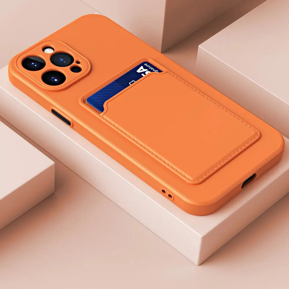 iPhone Schutzhülle - Silikon iPhone Schutzhülle mit Kartenhalter - Orange / iPhone 12 mini