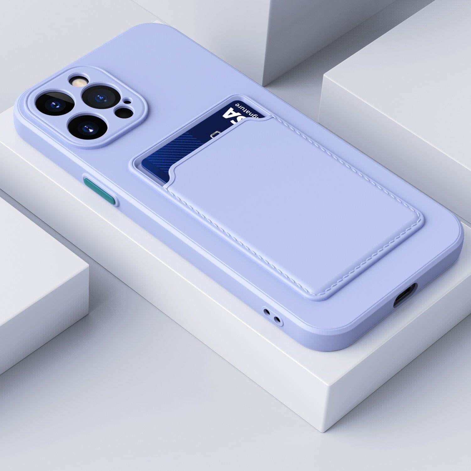 Silikon iPhone Schutzhülle mit Kartenhalter - Violett / iPhone 12 mini - iPhone Schutzhülle
