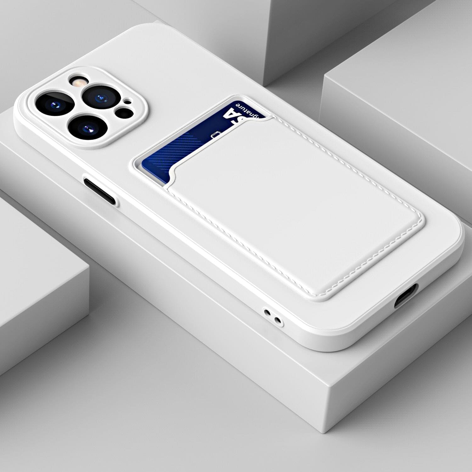 Silikon iPhone Schutzhülle mit Kartenhalter - Weiss / iPhone 12 mini - iPhone Schutzhülle
