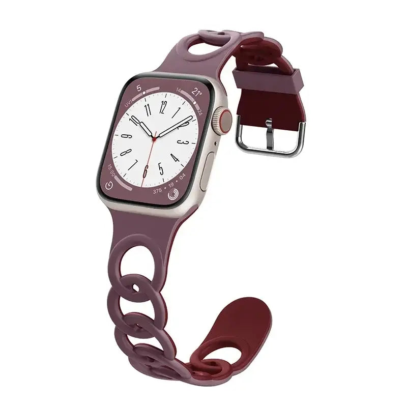 Apple Watch Armband - Silikon Ketten-Armband - Dark Purple & Red / 38-40-41 mm