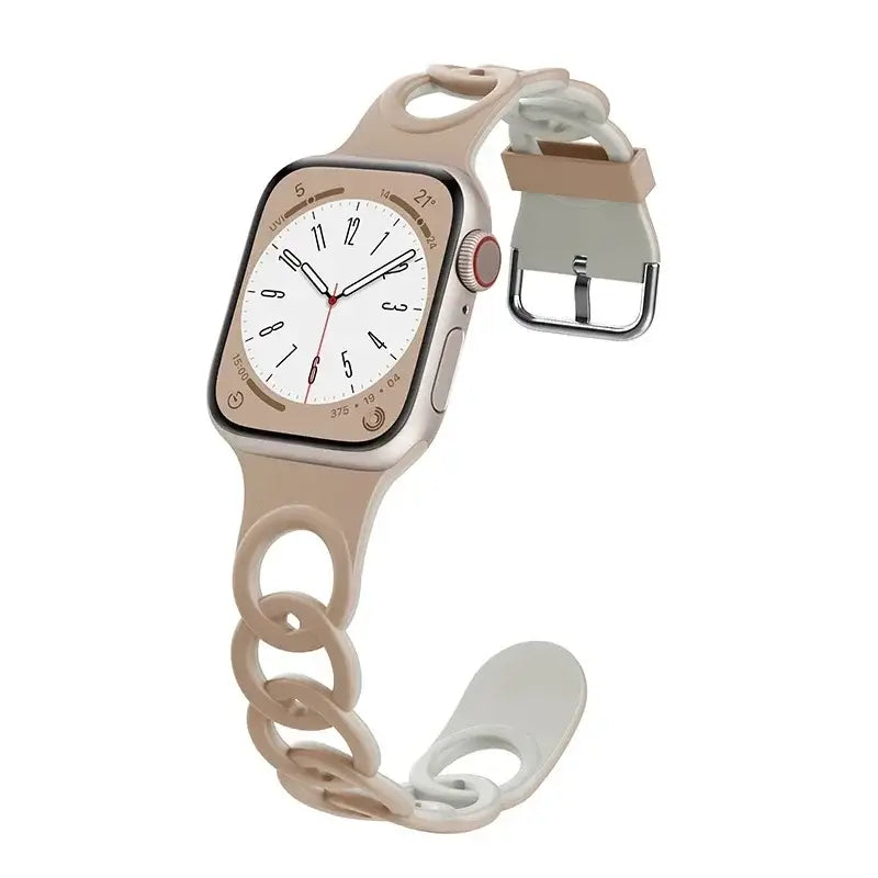 Apple Watch Armband - Silikon Ketten-Armband - Milk Tea & Stone / 38-40-41 mm