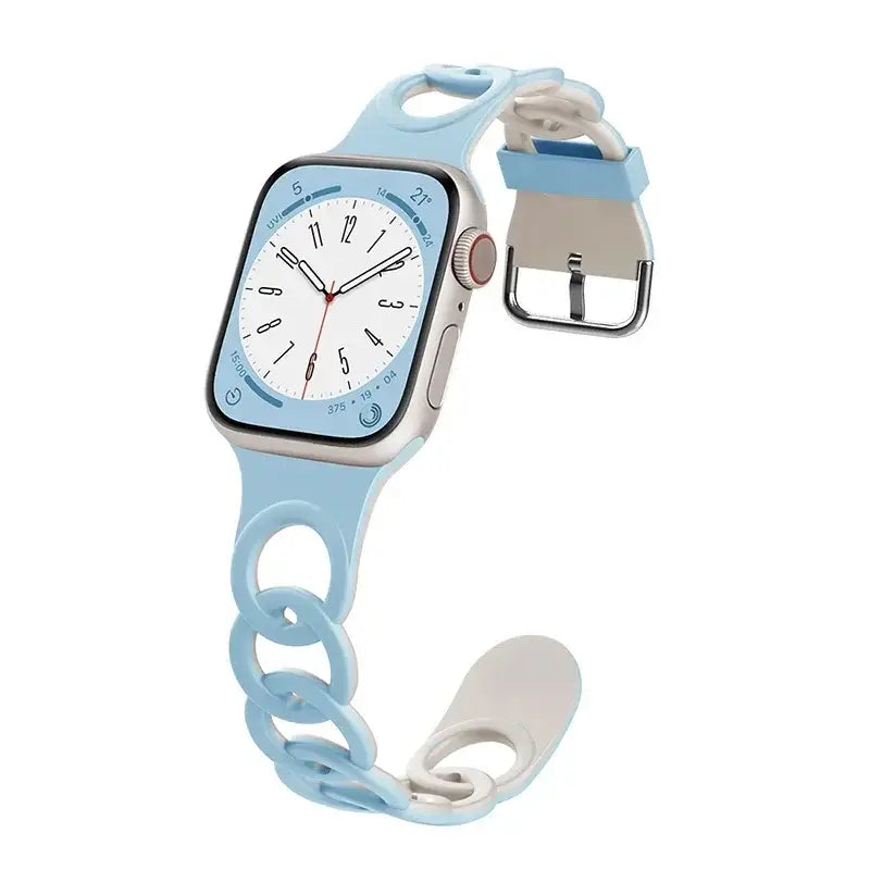 Apple Watch Armband - Silikon Ketten-Armband - Sky Blue & Starlight / 38-40-41 mm