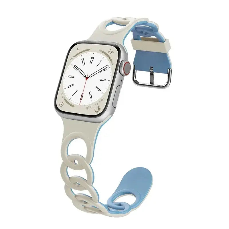 Apple Watch Armband - Silikon Ketten-Armband - Starlight & Sky Blue / 38-40-41 mm