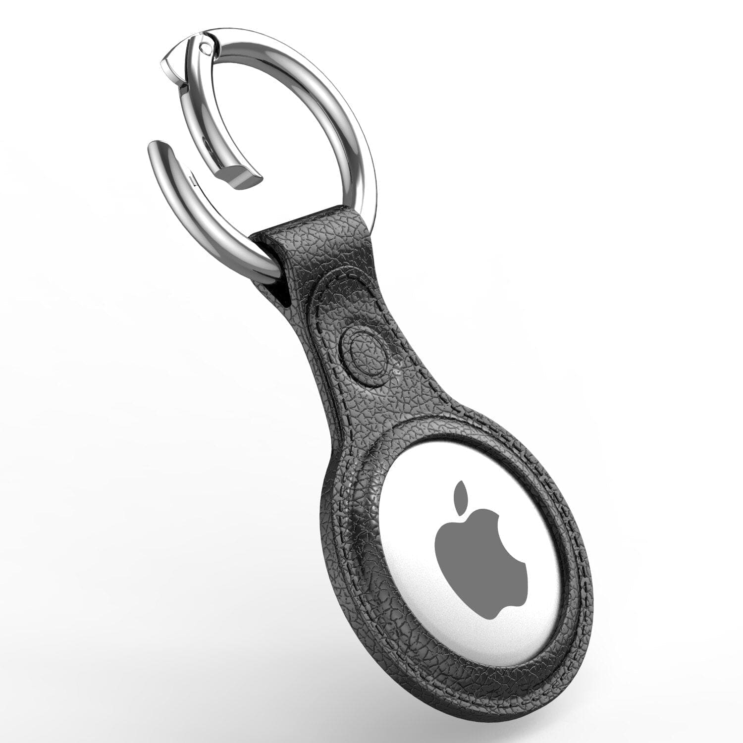 Silikon Schutzhülle mit Leder - Struktur für Apple AirTag - Dunkelgrau