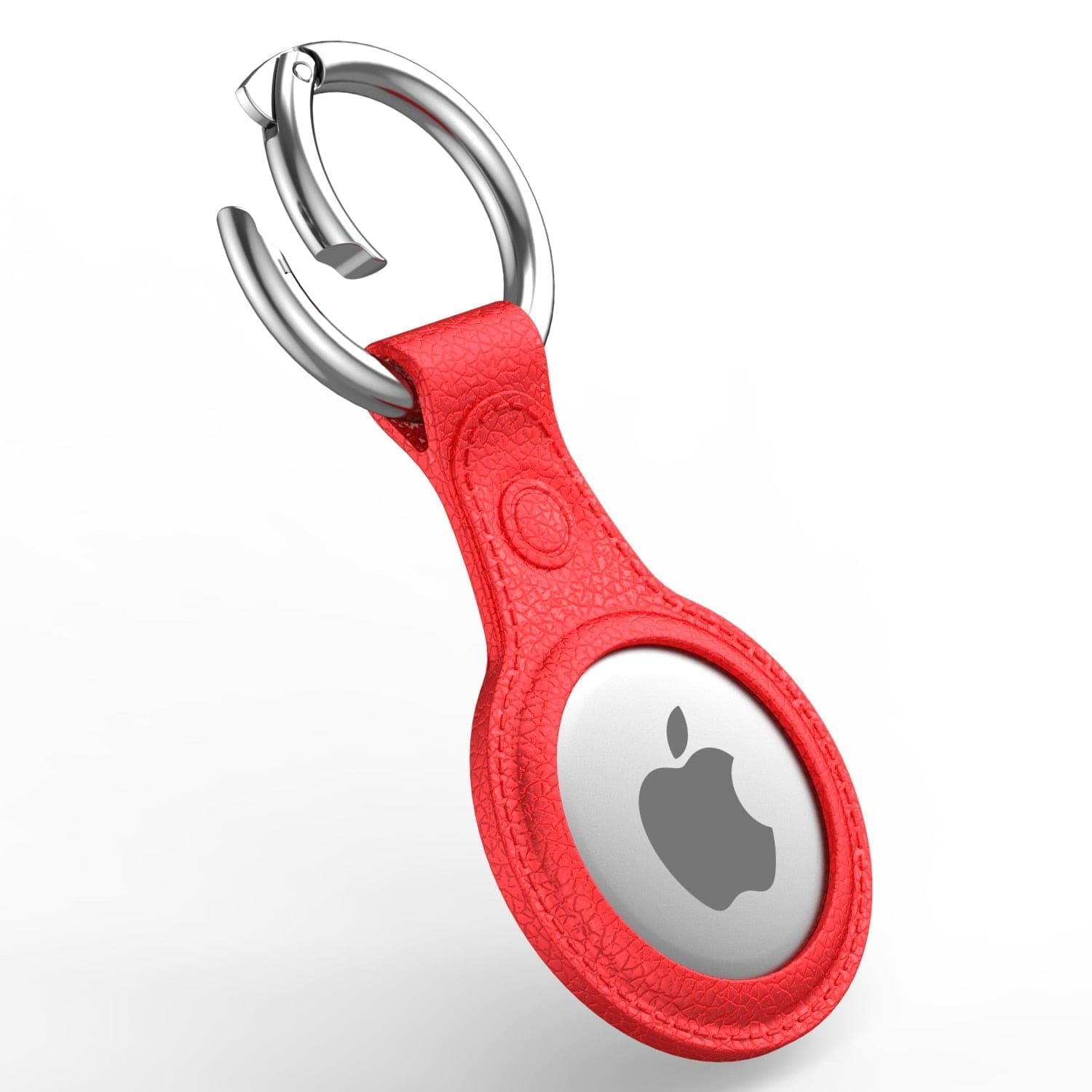Silikon Schutzhülle mit Leder - Struktur für Apple AirTag - Rot