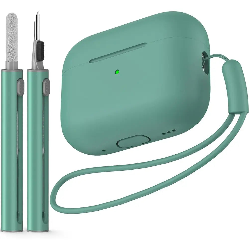 Airpods Zubehör - Soft-Touch AirPods Schutzhülle + Reinigungsstift - Green / AirPods Pro 2