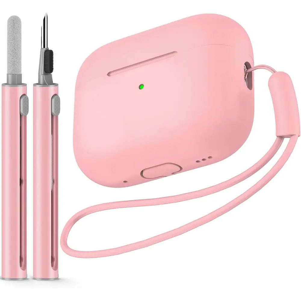 Airpods Zubehör - Soft-Touch AirPods Schutzhülle + Reinigungsstift - Light Pink / AirPods Pro 2