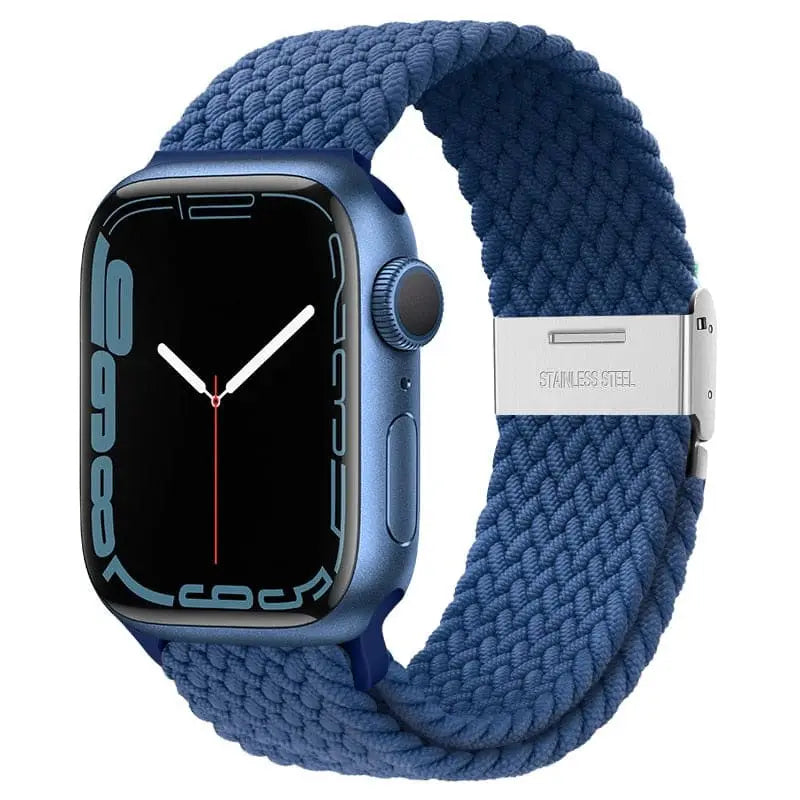 Apple Watch Armband - Solo Loop • elastisches Armband mit Edelstahlverschluss - Blau / 38-40-41 mm