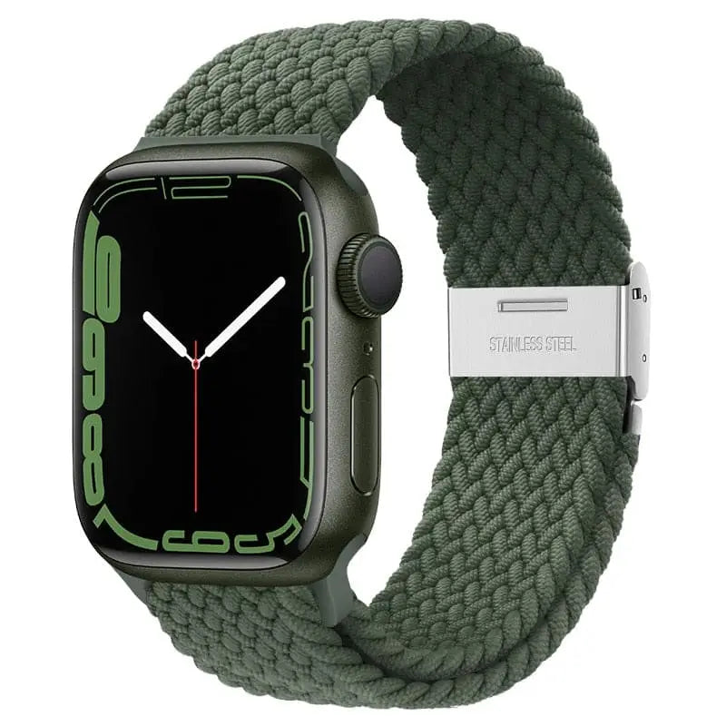 Apple Watch Armband - Solo Loop • elastisches Armband mit Edelstahlverschluss - Dunkelgrün