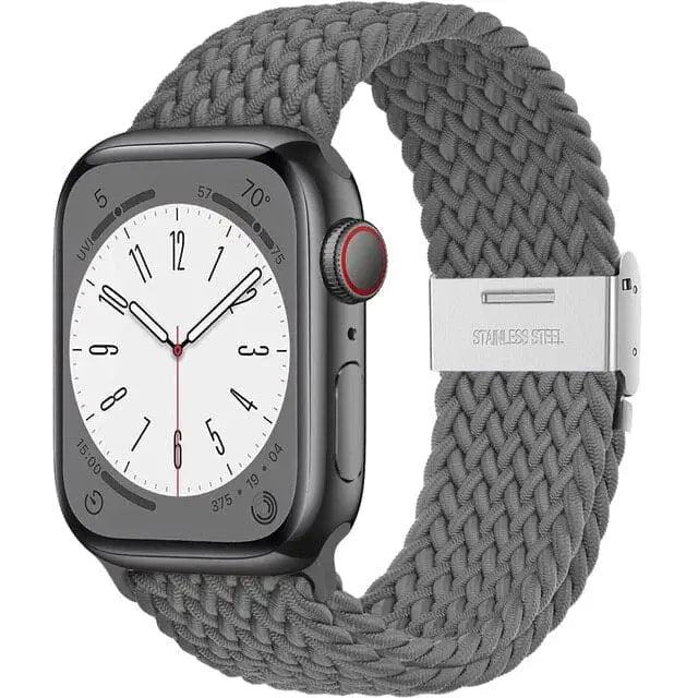 Apple Watch Armband - Solo Loop • elastisches Armband mit Edelstahlverschluss - Grau / 38-40-41 mm