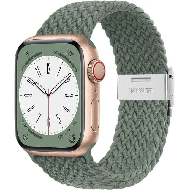 Apple Watch Armband - Solo Loop • elastisches Armband mit Edelstahlverschluss - Olive / 38-40-41 mm