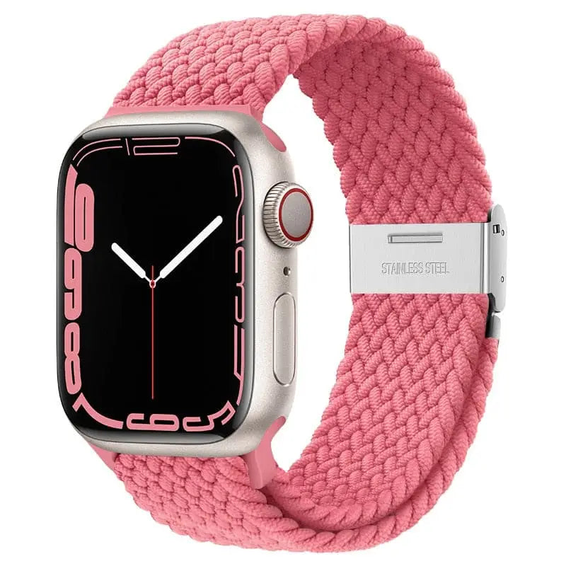 Apple Watch Armband - Solo Loop • elastisches Armband mit Edelstahlverschluss - Pink / 38-40-41 mm