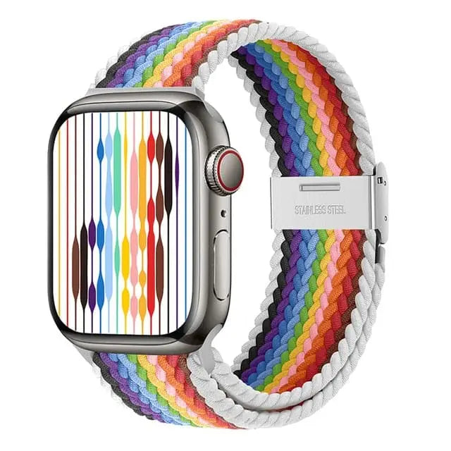 Apple Watch Armband - Solo Loop • elastisches Armband mit Edelstahlverschluss - Pride Weiss