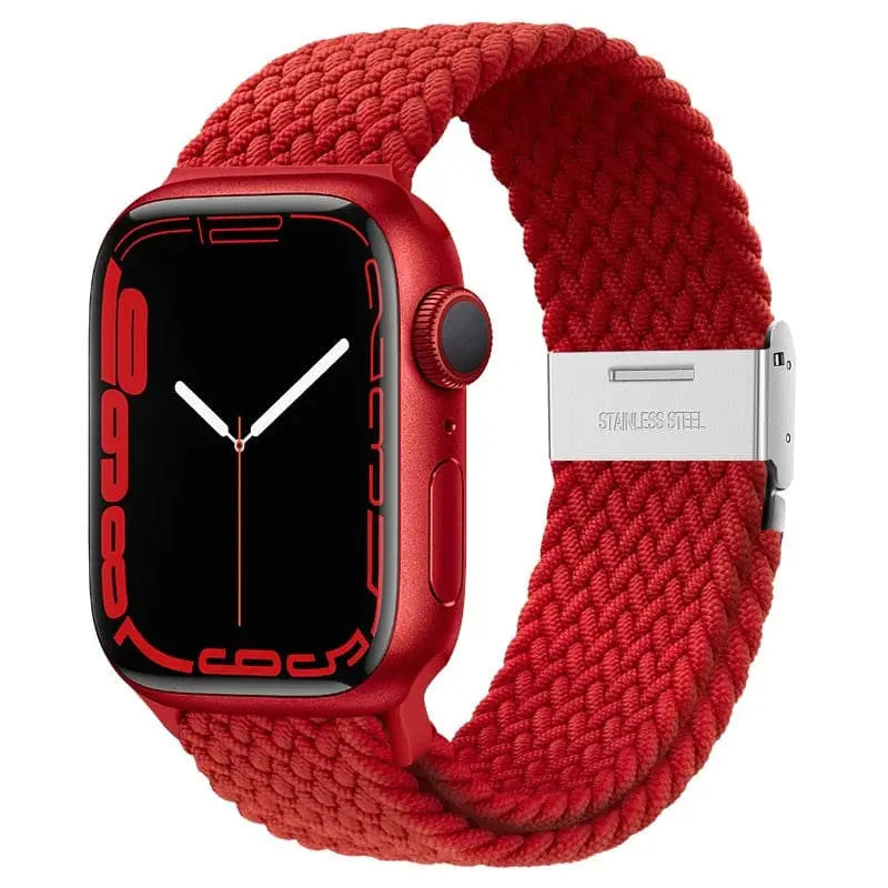 Apple Watch Armband - Solo Loop • elastisches Armband mit Edelstahlverschluss - Rot / 38-40-41 mm