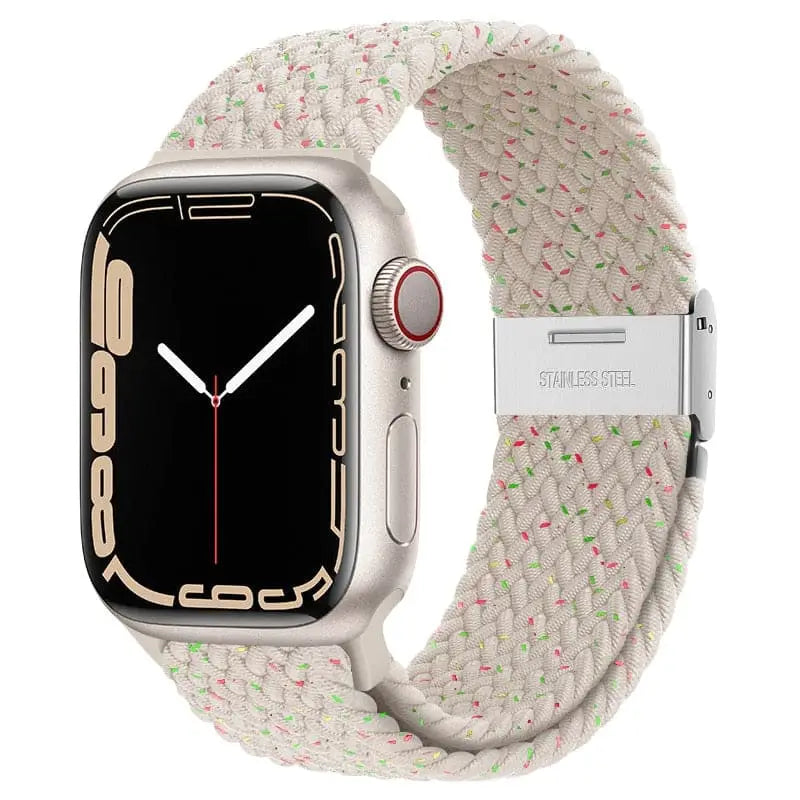 Apple Watch Armband - Solo Loop • elastisches Armband mit Edelstahlverschluss - Starlight &