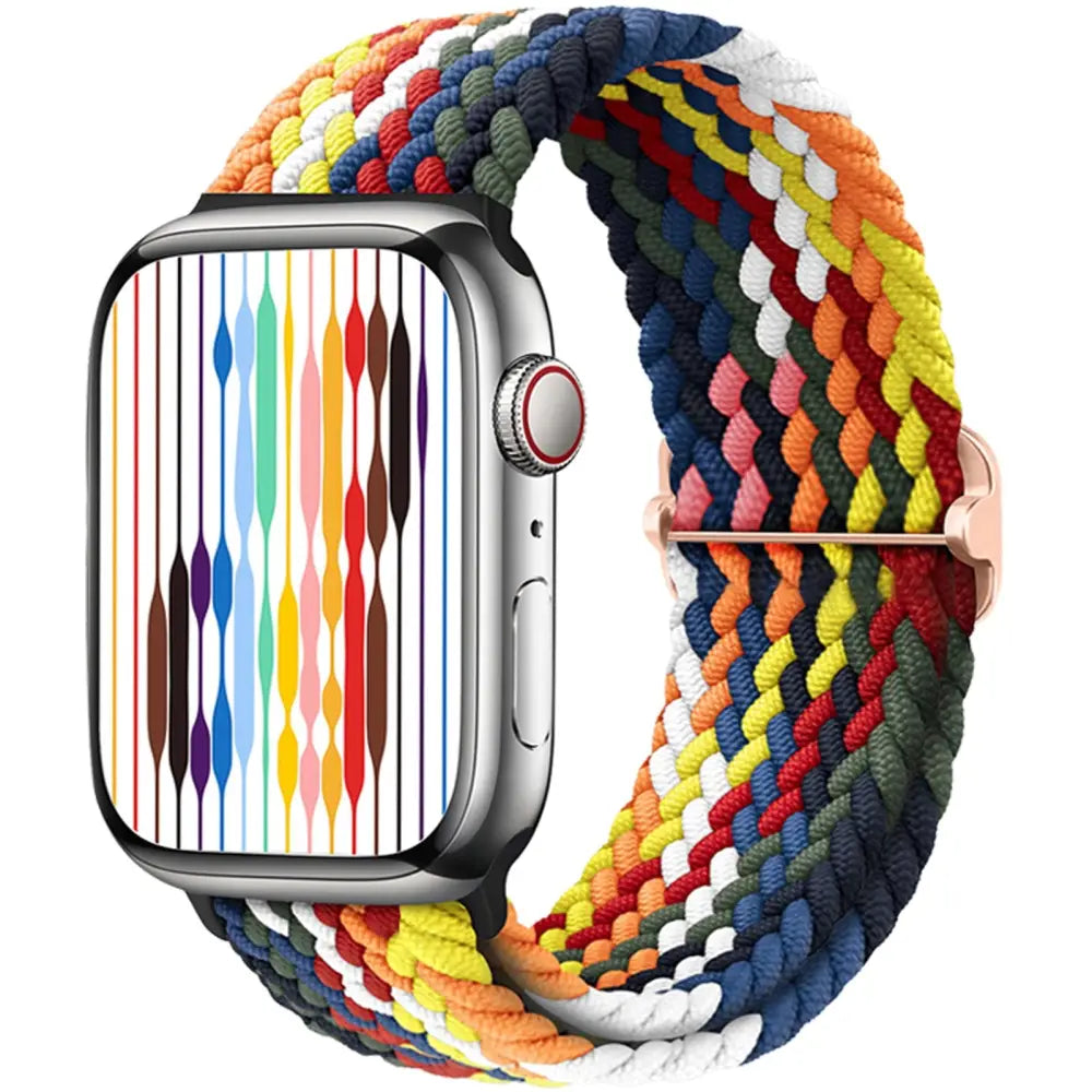 Apple Watch Armband - Solo Loop • elastisches Armband (mit Schiebeschnalle) - Rainbow White