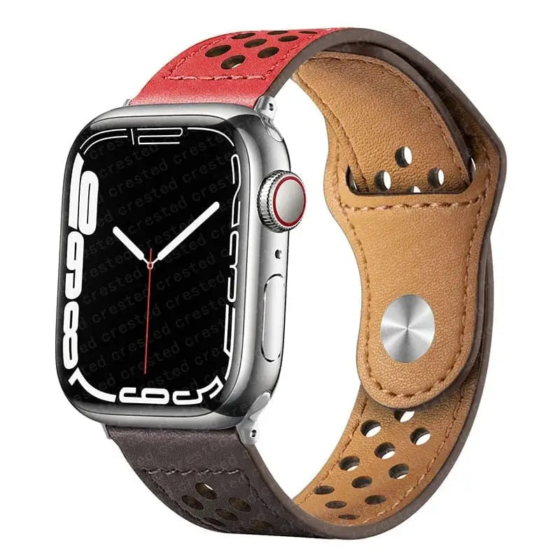 Apple Watch Armband - Sportarmband aus Kunstleder - Rot & grau / 38-40-41 mm