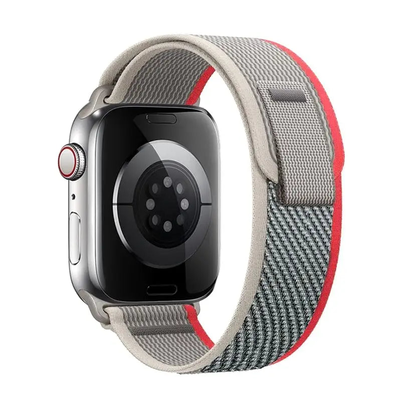 Apple Watch Armband - Trail Loop Nylon-Armband mit Klettverschluss - Grau & Rot / 38-40-41 mm