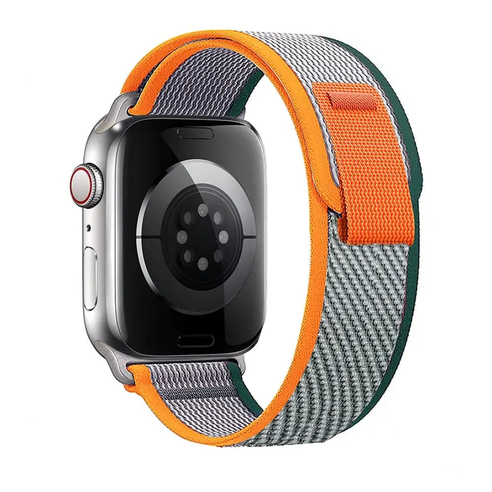 Apple Watch Armband - Trail Loop Nylon-Armband mit Klettverschluss - Orange & Dunkelgrün