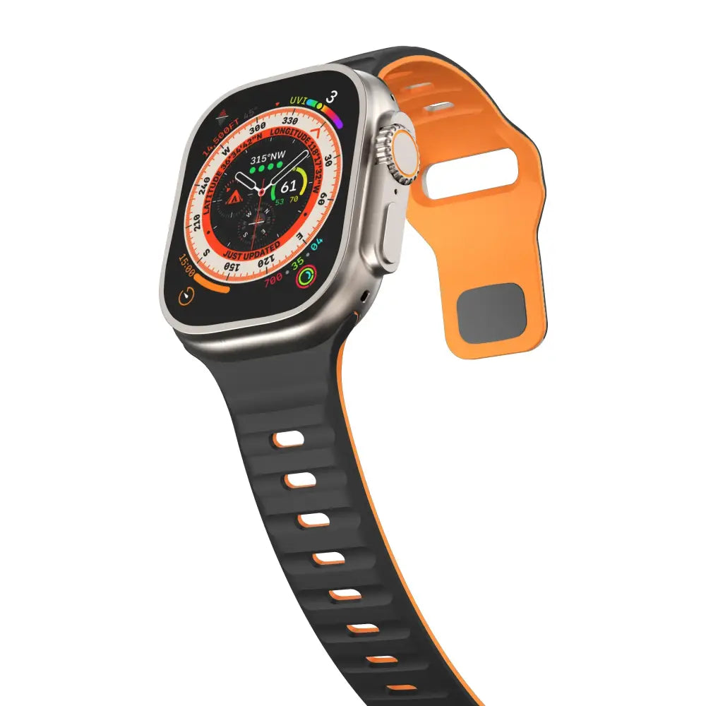 Apple Watch Armband - Zwei-Farbiges Silikon-Armband - Black + Orange / 38-40-41 mm